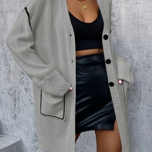 Grey Casual Womens Cardigan - Picture 4 of 4